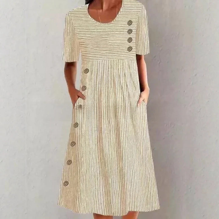 Tati | Dryžuota medvilninė midi suknelė