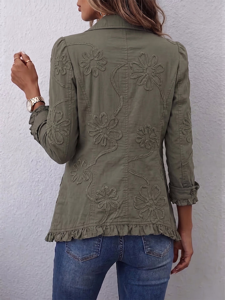 Faustina | Boho stiliaus striukė su gėlių siuvinėjimu